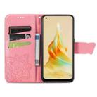 For OPPO Reno8 T 4G Butterfly Love Flower Embossed Leather Phone Case(Pink) - 3