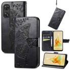 For OPPO Reno8 T 4G Butterfly Love Flower Embossed Leather Phone Case(Black) - 1