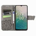 For Nokia C32 Butterfly Love Flower Embossed Leather Phone Case(Gray) - 3