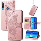 For Honor 9C Butterfly Love Flower Embossed Leather Phone Case(Rose Gold) - 1