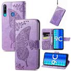 For Honor 9C Butterfly Love Flower Embossed Leather Phone Case(Lavender) - 1