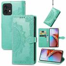 For Motorola Moto X40 Mandala Flower Embossed Leather Phone Case(Green) - 1