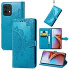 For Motorola Moto X40 Mandala Flower Embossed Leather Phone Case(Blue) - 1