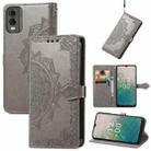 For Nokia C32 Mandala Flower Embossed Leather Phone Case(Gray) - 1