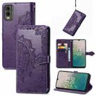 For Nokia C32 Mandala Flower Embossed Leather Phone Case(Purple) - 1