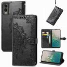 For Nokia C32 Mandala Flower Embossed Leather Phone Case(Black) - 1