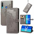 For Honor 9C Mandala Flower Embossed Leather Phone Case(Gray) - 1