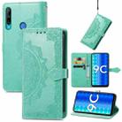 For Honor 9C Mandala Flower Embossed Leather Phone Case(Green) - 1