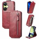 For OnePlus Nord CE 3 Lite Zipper Wallet Vertical Flip Leather Phone Case(Red) - 1