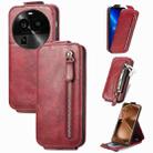 For OPPO Find X6 Pro Zipper Wallet Vertical Flip Leather Phone Case(Red) - 1