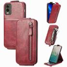 For Nokia C32 Zipper Wallet Vertical Flip Leather Phone Case(Red) - 1