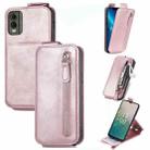 For Nokia C32 Zipper Wallet Vertical Flip Leather Phone Case(Rose Gold) - 1