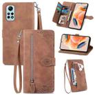For Redmi Note 12 Pro 4G Global Embossed Flower Zipper Leather Phone Case(Brown) - 1
