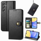 For Samsung Galaxy A15 Retro Solid Color Buckle Leather Phone Case(Black) - 1