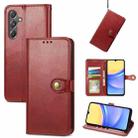For Samsung Galaxy A15 Retro Solid Color Buckle Leather Phone Case(Red) - 1