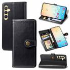 For Samsung Galaxy S24 5G Retro Solid Color Buckle Leather Phone Case(Black) - 1