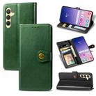 For Samsung Galaxy S24+ 5G Retro Solid Color Buckle Leather Phone Case(Green) - 1