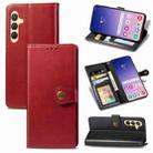 For Samsung Galaxy S24+ 5G Retro Solid Color Buckle Leather Phone Case(Red) - 1