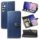 For Samsung Galaxy S24+ 5G Retro Solid Color Buckle Leather Phone Case(Blue) - 1