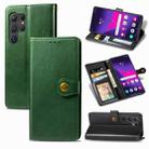 For Samsung Galaxy S24 Ultra 5G Retro Solid Color Buckle Leather Phone Case(Green) - 1