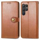For Samsung Galaxy S25 Ultra 5G Retro Solid Color Buckle Leather Phone Case(Brown) - 2