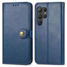 For Samsung Galaxy S25+ 5G Retro Solid Color Buckle Leather Phone Case(Blue) - 1