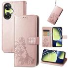For OnePlus Nord CE 3 Lite Four-leaf Clasp Embossed Buckle Leather Phone Case(Rose Gold) - 1