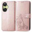 For OnePlus Nord CE 3 Lite Four-leaf Clasp Embossed Buckle Leather Phone Case(Rose Gold) - 2