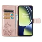 For OnePlus Nord CE 3 Lite Four-leaf Clasp Embossed Buckle Leather Phone Case(Rose Gold) - 3