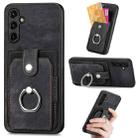 For Samsung Galaxy A14 5G Retro Skin-feel Ring Card Wallet Phone Case(Black) - 1