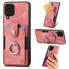 For Samsung Galaxy A22 4G Retro Skin-feel Ring Card Wallet Phone Case(Pink) - 1