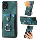 For Samsung Galaxy A22 4G Retro Skin-feel Ring Card Wallet Phone Case(Green) - 1