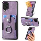 For Samsung Galaxy A22 4G Retro Skin-feel Ring Card Wallet Phone Case(Purple) - 1