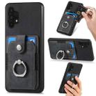 For Samsung Galaxy A32 5G Retro Skin-feel Ring Card Wallet Phone Case(Black) - 1