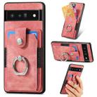For Google Pixel 6 Pro Retro Skin-feel Ring Card Wallet Phone Case(Pink) - 1