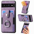 For Google Pixel 6 Pro Retro Skin-feel Ring Card Wallet Phone Case(Purple) - 1