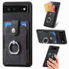 For Google Pixel 6 Retro Skin-feel Ring Card Wallet Phone Case(Black) - 1