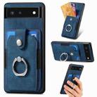 For Google Pixel 6 Retro Skin-feel Ring Card Wallet Phone Case(Blue) - 1