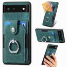 For Google Pixel 6 Retro Skin-feel Ring Card Wallet Phone Case(Green) - 1