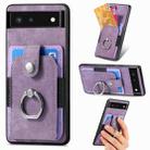 For Google Pixel 6 Retro Skin-feel Ring Card Wallet Phone Case(Purple) - 1