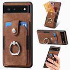 For Google Pixel 6 Retro Skin-feel Ring Card Wallet Phone Case(Brown) - 1