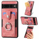 For Google Pixel 7 Pro Retro Skin-feel Ring Card Wallet Phone Case(Pink) - 1