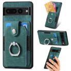 For Google Pixel 7 Pro Retro Skin-feel Ring Card Wallet Phone Case(Green) - 1