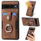 For Google Pixel 7 Pro Retro Skin-feel Ring Card Wallet Phone Case(Brown) - 1