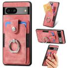 For Google Pixel 7 Retro Skin-feel Ring Card Wallet Phone Case(Pink) - 1