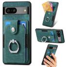 For Google Pixel 7 Retro Skin-feel Ring Card Wallet Phone Case(Green) - 1