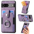 For Google Pixel 7 Retro Skin-feel Ring Card Wallet Phone Case(Purple) - 1