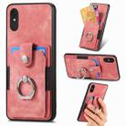 For Xiaomi Redmi 9A Retro Skin-feel Ring Card Wallet Phone Case(Pink) - 1