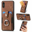 For Xiaomi Redmi 9A Retro Skin-feel Ring Card Wallet Phone Case(Brown) - 1