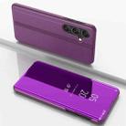 For Samsung Galaxy M14 Plated Mirror Horizontal Flip Leather Case with Holder(Purple) - 1